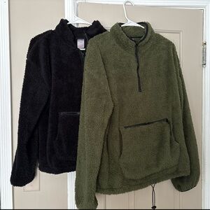No Boundaries Black and Olive Fleece Jacket